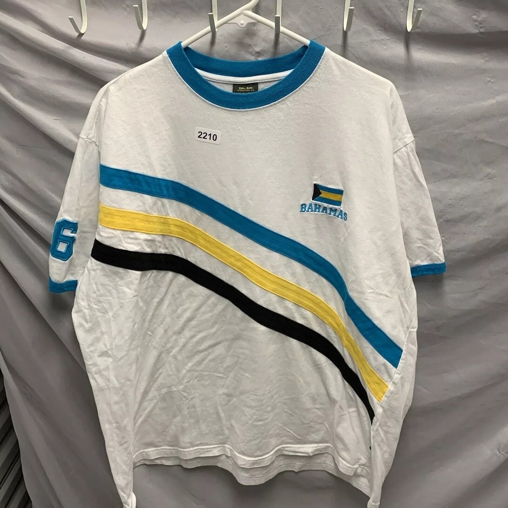 Bahamas Shirt Adult Extra Large White Shirt Sleeve Embroidered 90s Men's